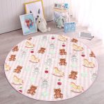 - RealHomes Dijital Baskılı Kaymaz Tabanlı Comfort Çocuk Odası Yuvarlak Halı - Realhomes  Sevimli Ayıcık Ve Tavşan Motifli Çocuk & Genç Odası Makinede Yıkanabilir Kaymaz Tabanlı Yuvarlak Çocuk Halısı Realhomes