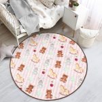 - RealHomes Dijital Baskılı Kaymaz Tabanlı Comfort Çocuk Odası Yuvarlak Halı - Realhomes  Sevimli Ayıcık Ve Tavşan Motifli Çocuk & Genç Odası Makinede Yıkanabilir Kaymaz Tabanlı Yuvarlak Çocuk Halısı Realhomes