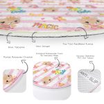 - RealHomes Dijital Baskılı Kaymaz Tabanlı Comfort Çocuk Odası Yuvarlak Halı - Realhomes  Pembe Çizgili Zeminde Şirin Ayıcık Temalı Çocuk & Genç Odası Makinede Yıkanabilir Kaymaz Tabanlı Yuvarlak Çocuk Halısı Realhomes