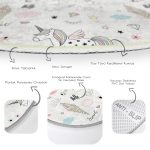 - RealHomes Dijital Baskılı Kaymaz Tabanlı Comfort Çocuk Odası Yuvarlak Halı - Realhomes  Gökkuşağı Bulut Ve Unicorn Desenli Çocuk & Genç Odası Makinede Yıkanabilir Kaymaz Tabanlı Yuvarlak Çocuk Halısı Realhomes