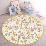 - RealHomes Dijital Baskılı Kaymaz Tabanlı Comfort Çocuk Odası Yuvarlak Halı - Realhomes  Orman Temalı Maymun Ve Zürafa Desenli Çocuk & Genç Odası Makinede Yıkanabilir Kaymaz Tabanlı Yuvarlak Çocuk Halısı Realhomes