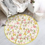 - RealHomes Dijital Baskılı Kaymaz Tabanlı Comfort Çocuk Odası Yuvarlak Halı - Realhomes  Orman Temalı Maymun Ve Zürafa Desenli Çocuk & Genç Odası Makinede Yıkanabilir Kaymaz Tabanlı Yuvarlak Çocuk Halısı Realhomes
