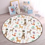 - RealHomes Dijital Baskılı Kaymaz Tabanlı Comfort Çocuk Odası Yuvarlak Halı - Realhomes  Sevimli Orman Hayvanları Desenli Çocuk & Genç Odası Makinede Yıkanabilir Kaymaz Tabanlı Yuvarlak Çocuk Halısı Realhomes