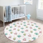 - RealHomes Dijital Baskılı Kaymaz Tabanlı Comfort Çocuk Odası Yuvarlak Halı - Realhomes Kalp Ve Baykuş Desenli Çocuk & Genç Odası Makinede Yıkanabilir Kaymaz Tabanlı Yuvarlak Çocuk Halısı Realhomes