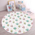 - RealHomes Dijital Baskılı Kaymaz Tabanlı Comfort Çocuk Odası Yuvarlak Halı - Realhomes Kalp Ve Baykuş Desenli Çocuk & Genç Odası Makinede Yıkanabilir Kaymaz Tabanlı Yuvarlak Çocuk Halısı Realhomes