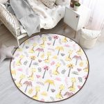 - RealHomes Dijital Baskılı Kaymaz Tabanlı Comfort Çocuk Odası Yuvarlak Halı - Realhomes  Palmiye Zürafa Desenli Çocuk & Genç Odası Makinede Yıkanabilir Kaymaz Tabanlı Yuvarlak Çocuk Halısı Realhomes