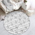 - RealHomes Dijital Baskılı Kaymaz Tabanlı Comfort Çocuk Odası Yuvarlak Halı - Realhomes  Gri Tavşan Motifli Çocuk & Genç Odası Makinede Yıkanabilir Kaymaz Tabanlı Yuvarlak Çocuk Halısı Realhomes