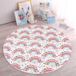 - RealHomes Dijital Baskılı Kaymaz Tabanlı Comfort Çocuk Odası Yuvarlak Halı - Realhomes  Gökkuşağı Temalı Çocuk & Genç Odası Makinede Yıkanabilir Kaymaz Tabanlı Yuvarlak Çocuk Halısı Realhomes