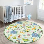 - RealHomes Dijital Baskılı Kaymaz Tabanlı Comfort Çocuk Odası Yuvarlak Halı - Realhomes  Sevimli Orman Hayvanları Desenli Çocuk & Genç Odası Makinede Yıkanabilir Kaymaz Tabanlı Yuvarlak Çocuk Halısı Realhomes