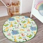 - RealHomes Dijital Baskılı Kaymaz Tabanlı Comfort Çocuk Odası Yuvarlak Halı - Realhomes  Sevimli Orman Hayvanları Desenli Çocuk & Genç Odası Makinede Yıkanabilir Kaymaz Tabanlı Yuvarlak Çocuk Halısı Realhomes