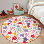 - RealHomes Dijital Baskılı Kaymaz Tabanlı Comfort Çocuk Odası Yuvarlak Halı - Realhomes  Rengarenk Fil Desenli Çocuk & Genç Odası Makinede Yıkanabilir Kaymaz Tabanlı Yuvarlak Çocuk Halısı Realhomes