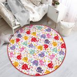 - RealHomes Dijital Baskılı Kaymaz Tabanlı Comfort Çocuk Odası Yuvarlak Halı - Realhomes  Rengarenk Fil Desenli Çocuk & Genç Odası Makinede Yıkanabilir Kaymaz Tabanlı Yuvarlak Çocuk Halısı Realhomes