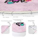 - RealHomes Dijital Baskılı Kaymaz Tabanlı Comfort Çocuk Odası Yuvarlak Halı - Realhomes  Dudak Girl Power Çocuk & Genç Odası Makinede Yıkanabilir Kaymaz Tabanlı Yuvarlak Çocuk Halısı Realhomes