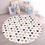 - RealHomes Dijital Baskılı Kaymaz Tabanlı Comfort Çocuk Odası Yuvarlak Halı - Realhomes Renkli Kalp Desenli Çocuk & Genç Odası Makinede Yıkanabilir Kaymaz Tabanlı Yuvarlak Çocuk Halısı Realhomes