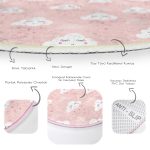 - RealHomes Dijital Baskılı Kaymaz Tabanlı Comfort Çocuk Odası Yuvarlak Halı - Realhomes  Bulut Desenli Çocuk & Genç Odası Makinede Yıkanabilir Kaymaz Tabanlı Yuvarlak Çocuk Halısı Realhomes