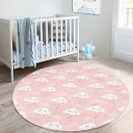 - RealHomes Dijital Baskılı Kaymaz Tabanlı Comfort Çocuk Odası Yuvarlak Halı - Realhomes  Bulut Desenli Çocuk & Genç Odası Makinede Yıkanabilir Kaymaz Tabanlı Yuvarlak Çocuk Halısı Realhomes
