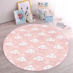 - RealHomes Dijital Baskılı Kaymaz Tabanlı Comfort Çocuk Odası Yuvarlak Halı - Realhomes  Bulut Desenli Çocuk & Genç Odası Makinede Yıkanabilir Kaymaz Tabanlı Yuvarlak Çocuk Halısı Realhomes