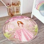 - RealHomes Dijital Baskılı Kaymaz Tabanlı Comfort Çocuk Odası Yuvarlak Halı - Realhomes  Prenses Girl Desenli Çocuk & Genç Odası Makinede Yıkanabilir Kaymaz Tabanlı Yuvarlak Çocuk Halısı Realhomes