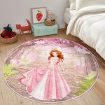 - RealHomes Dijital Baskılı Kaymaz Tabanlı Comfort Çocuk Odası Yuvarlak Halı - Realhomes  Prenses Girl Desenli Çocuk & Genç Odası Makinede Yıkanabilir Kaymaz Tabanlı Yuvarlak Çocuk Halısı Realhomes
