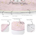 - RealHomes Dijital Baskılı Kaymaz Tabanlı Comfort Çocuk Odası Yuvarlak Halı - Realhomes  Pembe Zeminli Little Princess Desenli Çocuk & Genç Odası Makinede Yıkanabilir Kaymaz Tabanlı Yuvarlak Çocuk Halısı Realhomes