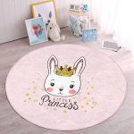 - RealHomes Dijital Baskılı Kaymaz Tabanlı Comfort Çocuk Odası Yuvarlak Halı - Realhomes  Pembe Zeminli Little Princess Desenli Çocuk & Genç Odası Makinede Yıkanabilir Kaymaz Tabanlı Yuvarlak Çocuk Halısı Realhomes