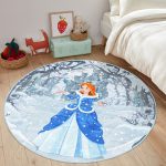 - RealHomes Dijital Baskılı Kaymaz Tabanlı Comfort Çocuk Odası Yuvarlak Halı - Realhomes  Cinderella Prenses Çocuk & Genç Odası Makinede Yıkanabilir Kaymaz Tabanlı Yuvarlak Çocuk Halısı Realhomes