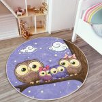 - RealHomes Dijital Baskılı Kaymaz Tabanlı Comfort Çocuk Odası Yuvarlak Halı - Realhomes Baykuş Resimli Çocuk & Genç Odası Makinede Yıkanabilir Kaymaz Tabanlı Yuvarlak Çocuk Halısı Realhomes