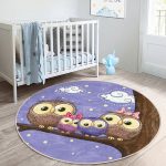 - RealHomes Dijital Baskılı Kaymaz Tabanlı Comfort Çocuk Odası Yuvarlak Halı - Realhomes Baykuş Resimli Çocuk & Genç Odası Makinede Yıkanabilir Kaymaz Tabanlı Yuvarlak Çocuk Halısı Realhomes
