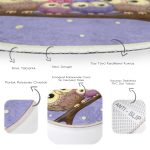 - RealHomes Dijital Baskılı Kaymaz Tabanlı Comfort Çocuk Odası Yuvarlak Halı - Realhomes Baykuş Resimli Çocuk & Genç Odası Makinede Yıkanabilir Kaymaz Tabanlı Yuvarlak Çocuk Halısı Realhomes