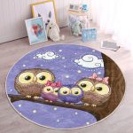 - RealHomes Dijital Baskılı Kaymaz Tabanlı Comfort Çocuk Odası Yuvarlak Halı - Realhomes Baykuş Resimli Çocuk & Genç Odası Makinede Yıkanabilir Kaymaz Tabanlı Yuvarlak Çocuk Halısı Realhomes