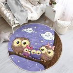 - RealHomes Dijital Baskılı Kaymaz Tabanlı Comfort Çocuk Odası Yuvarlak Halı - Realhomes Baykuş Resimli Çocuk & Genç Odası Makinede Yıkanabilir Kaymaz Tabanlı Yuvarlak Çocuk Halısı Realhomes