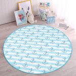 - RealHomes Dijital Baskılı Kaymaz Tabanlı Comfort Çocuk Odası Yuvarlak Halı - Realhomes  Mavi Beyaz Denizci Çocuk & Genç Odası Makinede Yıkanabilir Kaymaz Tabanlı Yuvarlak Çocuk Halısı Realhomes