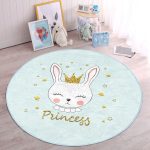 - RealHomes Dijital Baskılı Kaymaz Tabanlı Comfort Çocuk Odası Yuvarlak Halı - Realhomes  Princess Tavşan Desenli Çocuk & Genç Odası Makinede Yıkanabilir Kaymaz Tabanlı Yuvarlak Çocuk Halısı Realhomes