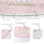 Pembe Zemin Taçlı Kedi Princess Temalı Çocuk & Genç Odası Makinede Yıkanabilir Kaymaz Tabanlı Yuvarlak Çocuk Halısı Realhomes