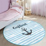 - RealHomes Dijital Baskılı Kaymaz Tabanlı Comfort Çocuk Odası Yuvarlak Halı - Realhomes  Denizci Motifli Çocuk & Genç Odası Makinede Yıkanabilir Kaymaz Tabanlı Yuvarlak Çocuk Halısı Realhomes