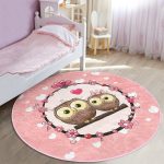 - RealHomes Dijital Baskılı Kaymaz Tabanlı Comfort Çocuk Odası Yuvarlak Halı - Realhomes  Baykuş Resimli Çocuk & Genç Odası Makinede Yıkanabilir Kaymaz Tabanlı Yuvarlak Çocuk Halısı Realhomes