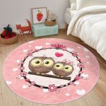 - RealHomes Dijital Baskılı Kaymaz Tabanlı Comfort Çocuk Odası Yuvarlak Halı - Realhomes Baykuş Resimli Çocuk & Genç Odası Makinede Yıkanabilir Kaymaz Tabanlı Yuvarlak Çocuk Halısı Realhomes