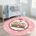 - RealHomes Dijital Baskılı Kaymaz Tabanlı Comfort Çocuk Odası Yuvarlak Halı - Realhomes  Baykuş Resimli Çocuk & Genç Odası Makinede Yıkanabilir Kaymaz Tabanlı Yuvarlak Çocuk Halısı Realhomes