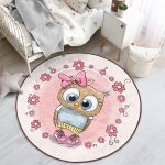- RealHomes Dijital Baskılı Kaymaz Tabanlı Comfort Çocuk Odası Yuvarlak Halı - Realhomes  Kurdeleli Sevimli Baykuş Çocuk & Genç Odası Makinede Yıkanabilir Kaymaz Tabanlı Yuvarlak Çocuk Halısı Realhomes