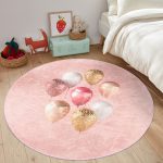 - RealHomes Dijital Baskılı Kaymaz Tabanlı Comfort Çocuk Odası Yuvarlak Halı - Realhomes  Pembe Zeminli Balonlar Desenli Çocuk & Genç Odası Makinede Yıkanabilir Kaymaz Tabanlı Yuvarlak Çocuk Halısı Realhomes