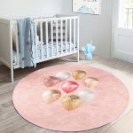 - RealHomes Dijital Baskılı Kaymaz Tabanlı Comfort Çocuk Odası Yuvarlak Halı - Realhomes  Pembe Zeminli Balonlar Desenli Çocuk & Genç Odası Makinede Yıkanabilir Kaymaz Tabanlı Yuvarlak Çocuk Halısı Realhomes