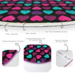 - RealHomes Dijital Baskılı Kaymaz Tabanlı Comfort Çocuk Odası Yuvarlak Halı - Realhomes Siyah Zeminde Kalpler Çocuk & Genç Odası Makinede Yıkanabilir Kaymaz Tabanlı Yuvarlak Çocuk Halısı Realhomes