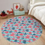 - RealHomes Dijital Baskılı Kaymaz Tabanlı Comfort Çocuk Odası Yuvarlak Halı - Realhomes  Pembe Mavi Denizci Motifli Çocuk & Genç Odası Makinede Yıkanabilir Kaymaz Tabanlı Yuvarlak Çocuk Halısı Realhomes