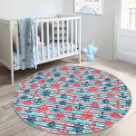 - RealHomes Dijital Baskılı Kaymaz Tabanlı Comfort Çocuk Odası Yuvarlak Halı - Realhomes  Pembe Mavi Denizci Motifli Çocuk & Genç Odası Makinede Yıkanabilir Kaymaz Tabanlı Yuvarlak Çocuk Halısı Realhomes