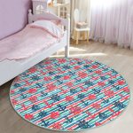 - RealHomes Dijital Baskılı Kaymaz Tabanlı Comfort Çocuk Odası Yuvarlak Halı - Realhomes  Pembe Mavi Denizci Motifli Çocuk & Genç Odası Makinede Yıkanabilir Kaymaz Tabanlı Yuvarlak Çocuk Halısı Realhomes