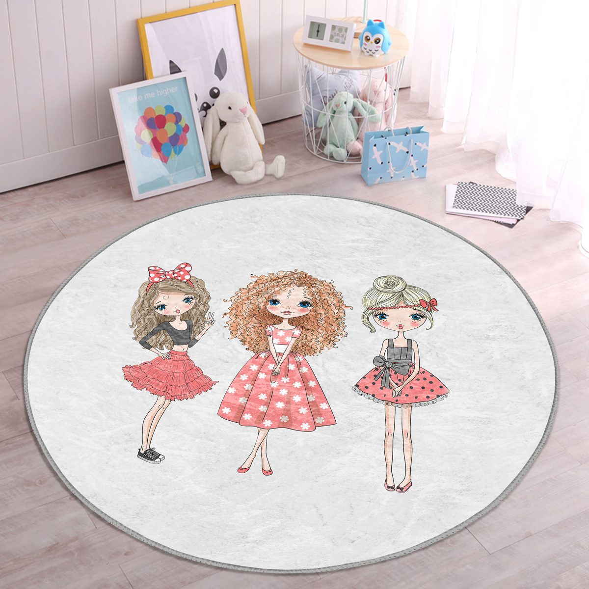 Best Friends Çocuk & Genç Odası Makinede Yıkanabilir Kaymaz Tabanlı Yuvarlak Çocuk Halısı Realhomes
