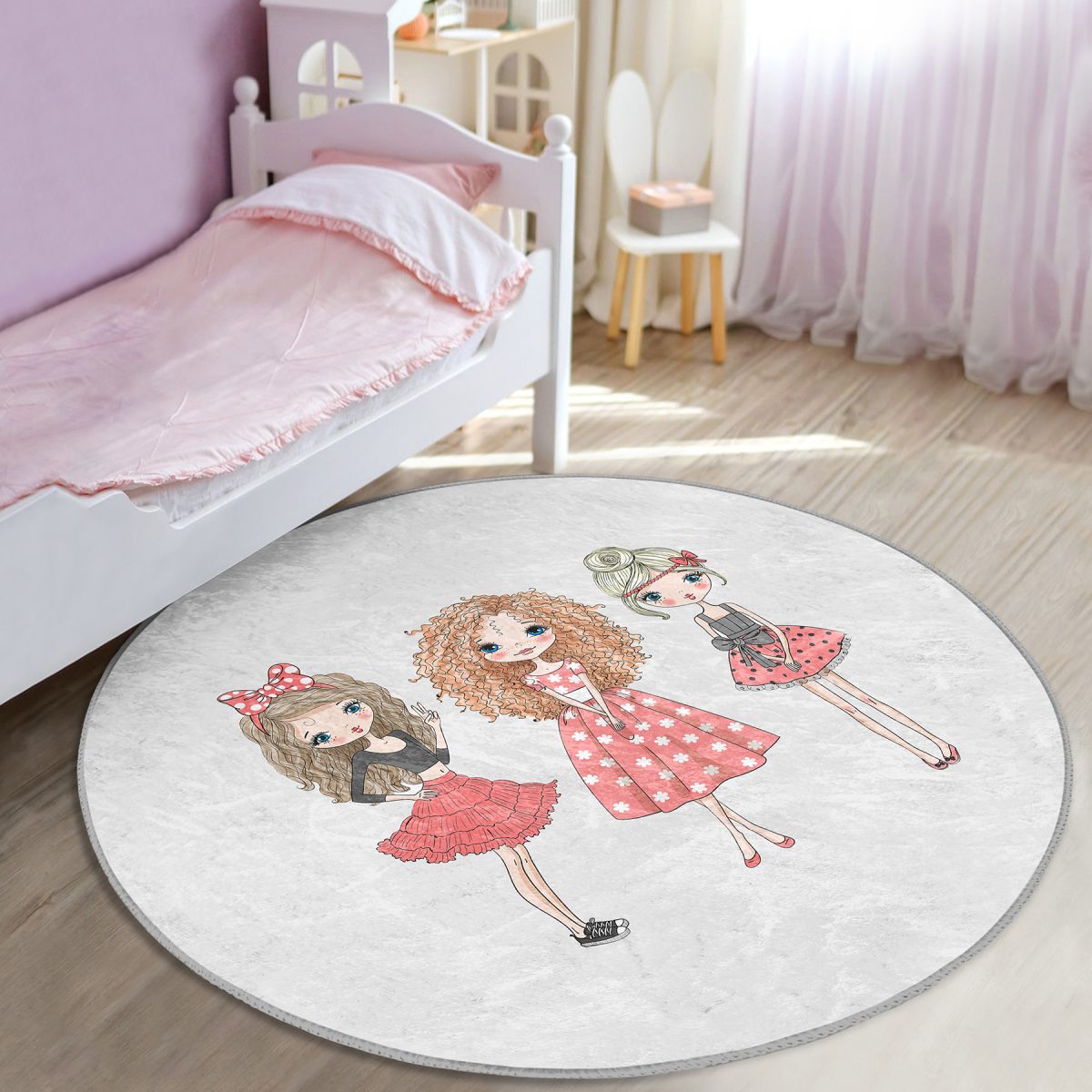 Best Friends Çocuk & Genç Odası Makinede Yıkanabilir Kaymaz Tabanlı Yuvarlak Çocuk Halısı Realhomes