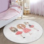 - RealHomes Dijital Baskılı Kaymaz Tabanlı Comfort Çocuk Odası Yuvarlak Halı - Realhomes  Best Friends Çocuk & Genç Odası Makinede Yıkanabilir Kaymaz Tabanlı Yuvarlak Çocuk Halısı Realhomes