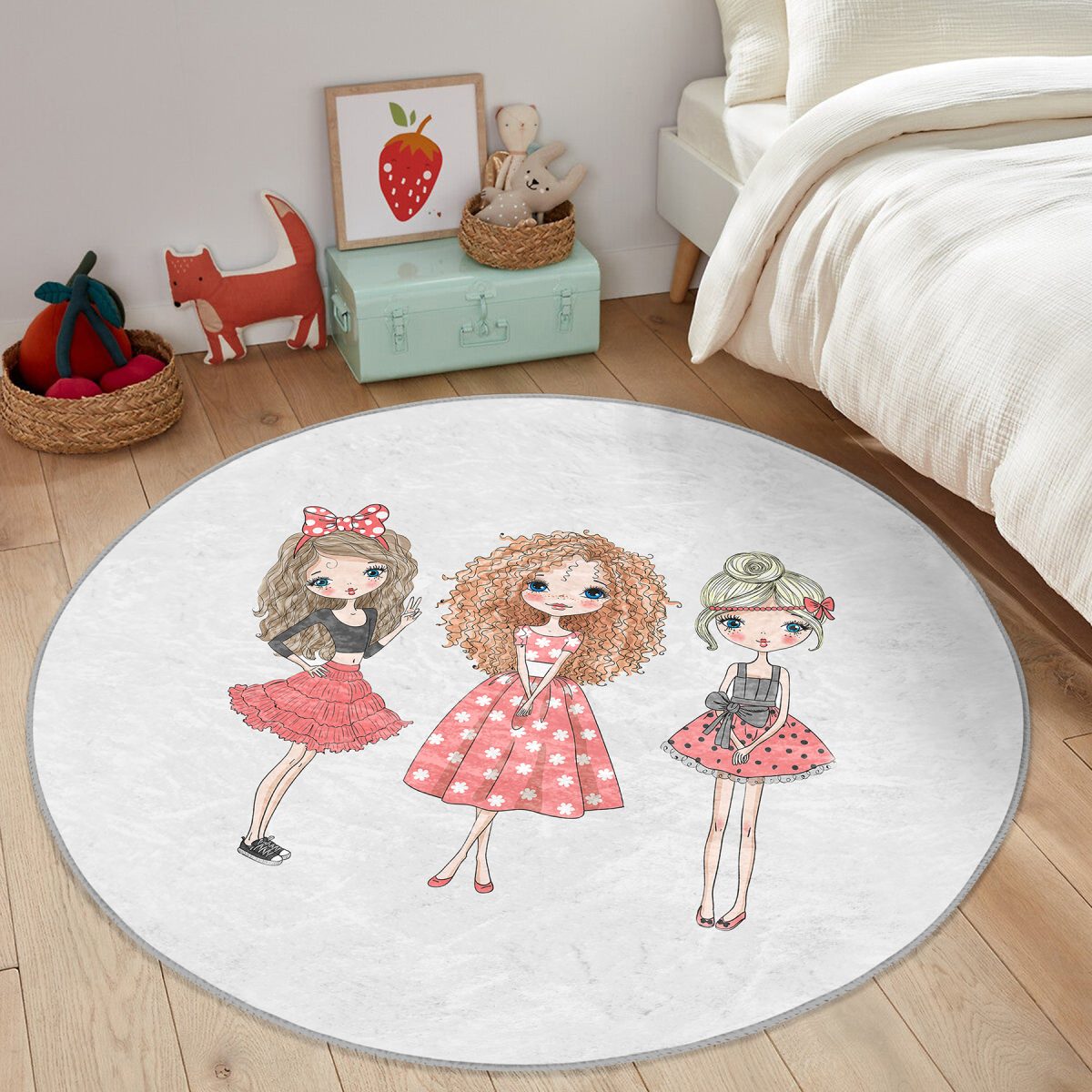 Best Friends Çocuk & Genç Odası Makinede Yıkanabilir Kaymaz Tabanlı Yuvarlak Çocuk Halısı Realhomes