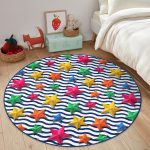 - RealHomes Dijital Baskılı Kaymaz Tabanlı Comfort Çocuk Odası Yuvarlak Halı - Realhomes Zikzak 3D Yıldız Desenli Çocuk & Genç Odası Makinede Yıkanabilir Kaymaz Tabanlı Yuvarlak Çocuk Halısı Realhomes
